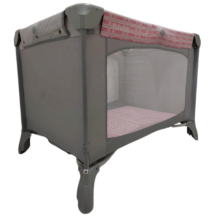 Berço Infantil (Cinza com Rosa)